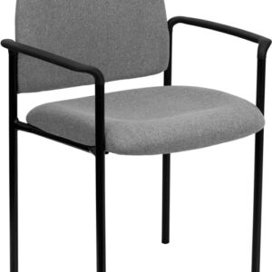 Wholesale Comfort Gray Fabric Stackable Steel Side Reception Chair with Arms