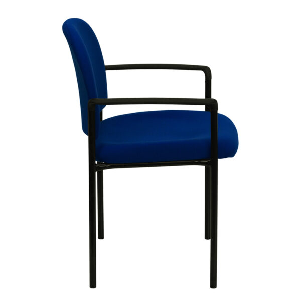 Lowest Price Comfort Navy Fabric Stackable Steel Side Reception Chair with Arms