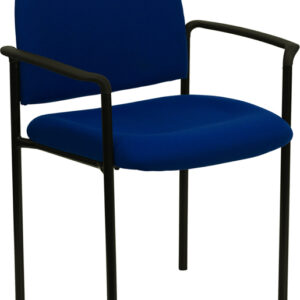 Wholesale Comfort Navy Fabric Stackable Steel Side Reception Chair with Arms