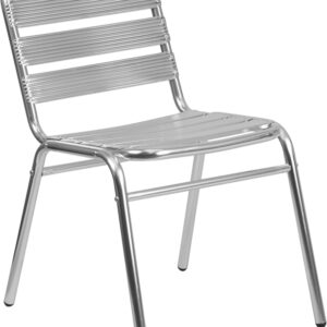 Wholesale Commercial Aluminum Indoor-Outdoor Restaurant Stack Chair with Triple Slat Back