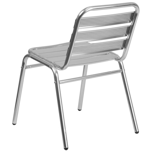 Stackable Cafe Chair Aluminum Slat Back Chair
