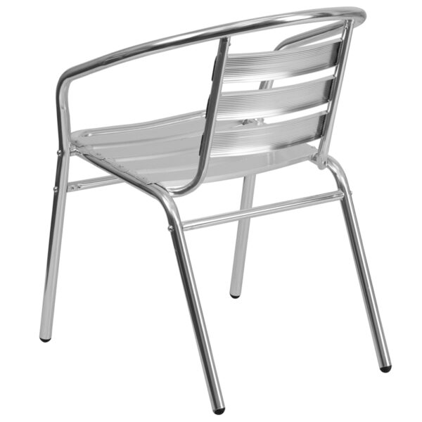 Stackable Cafe Chair Aluminum Slat Back Chair