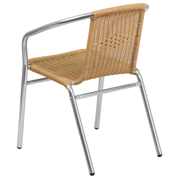 Stackable Cafe Chair Beige Rattan Aluminum Chair