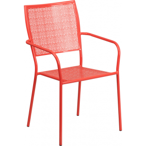 Wholesale Coral Indoor-Outdoor Steel Patio Arm Chair with Square Back