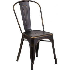 Wholesale Distressed Copper Metal Indoor-Outdoor Stackable Chair