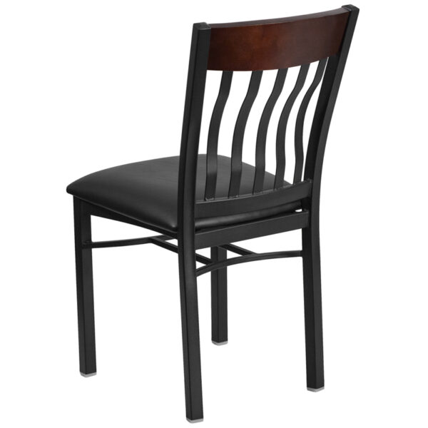 Metal Dining Chair Bk/Nat Vert Chair-Black Seat