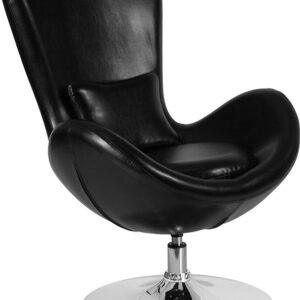 Wholesale Egg Series Black Leather Side Reception Chair