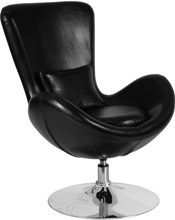Wholesale Egg Series Black Leather Side Reception Chair