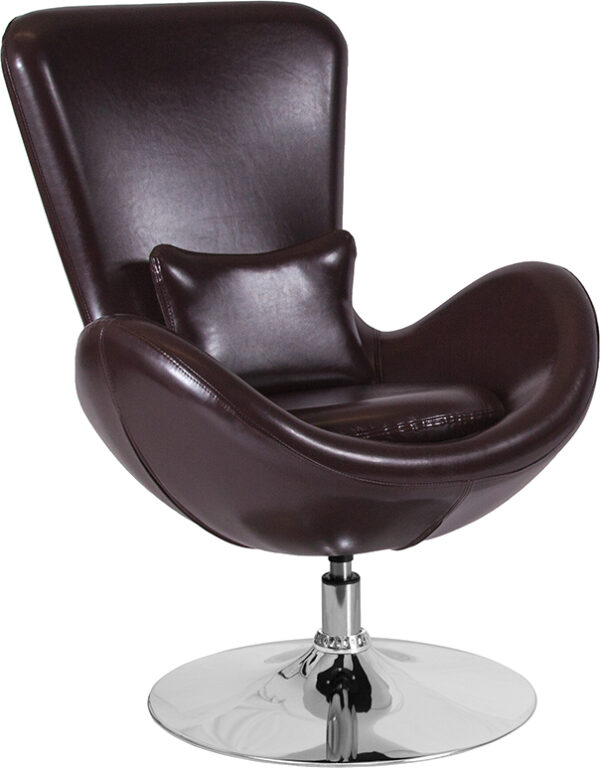 Wholesale Egg Series Brown Leather Side Reception Chair