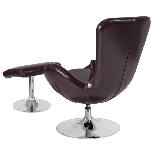 Lowest Price Egg Series Brown Leather Side Reception Chair with Ottoman