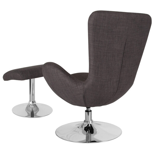 Lowest Price Egg Series Dark Gray Fabric Side Reception Chair with Ottoman