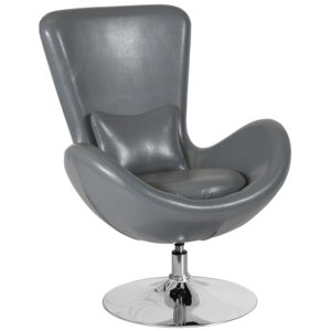 Wholesale Egg Series Gray Leather Side Reception Chair