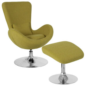 Wholesale Egg Series Green Fabric Side Reception Chair with Ottoman
