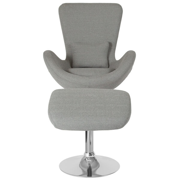 Chair and Ottoman Set Gray Fabric Reception Chair