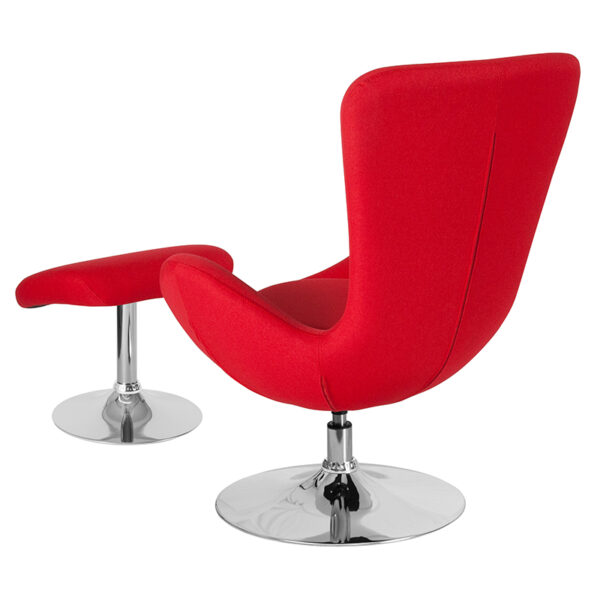 Lowest Price Egg Series Red Fabric Side Reception Chair with Ottoman