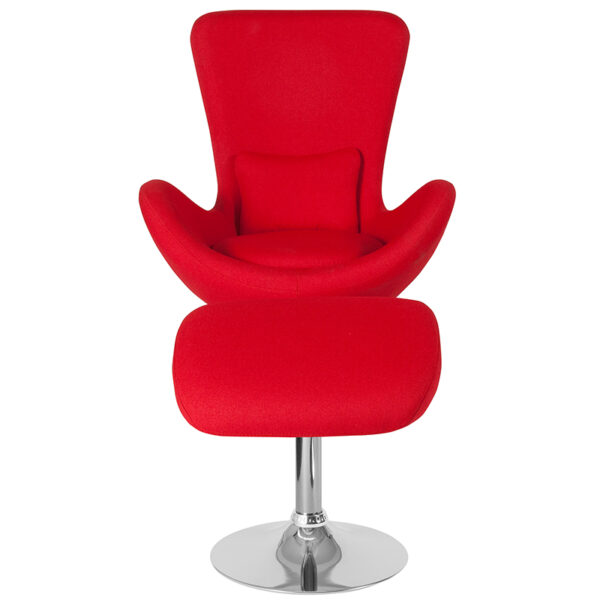 Chair and Ottoman Set Red Fabric Reception Chair