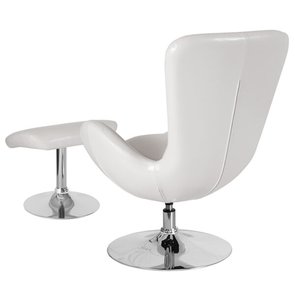 Lowest Price Egg Series White Leather Side Reception Chair with Ottoman