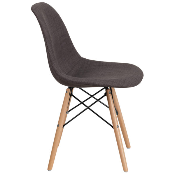 Lowest Price Elon Series Siena Gray Fabric Chair with Wooden Legs