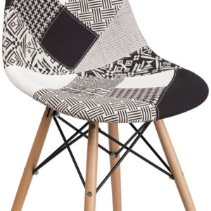 Wholesale Elon Series Turin Patchwork Fabric Chair with Wooden Legs