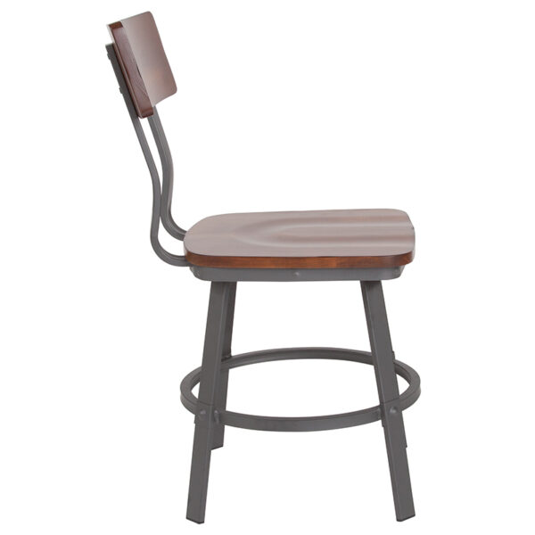 Metal Dining Chair Walnut/Gray Metal Chair