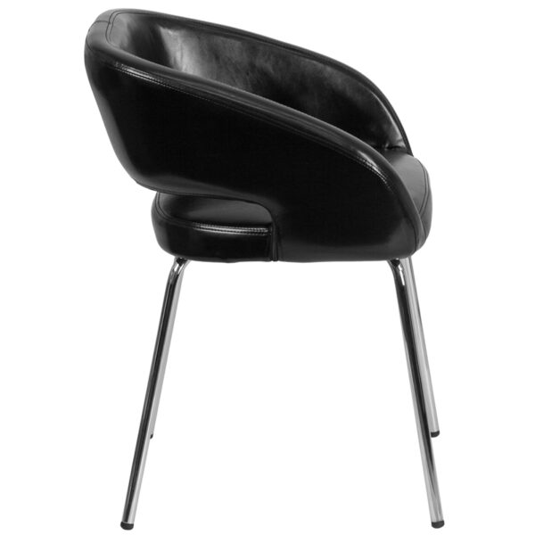 Lowest Price Fusion Series Contemporary Black Leather Side Reception Chair
