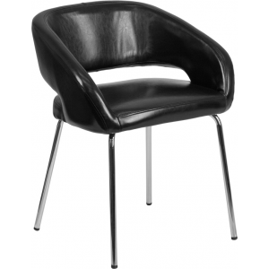Wholesale Fusion Series Contemporary Black Leather Side Reception Chair