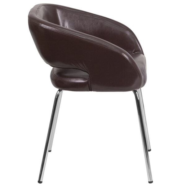 Lowest Price Fusion Series Contemporary Brown Leather Side Reception Chair