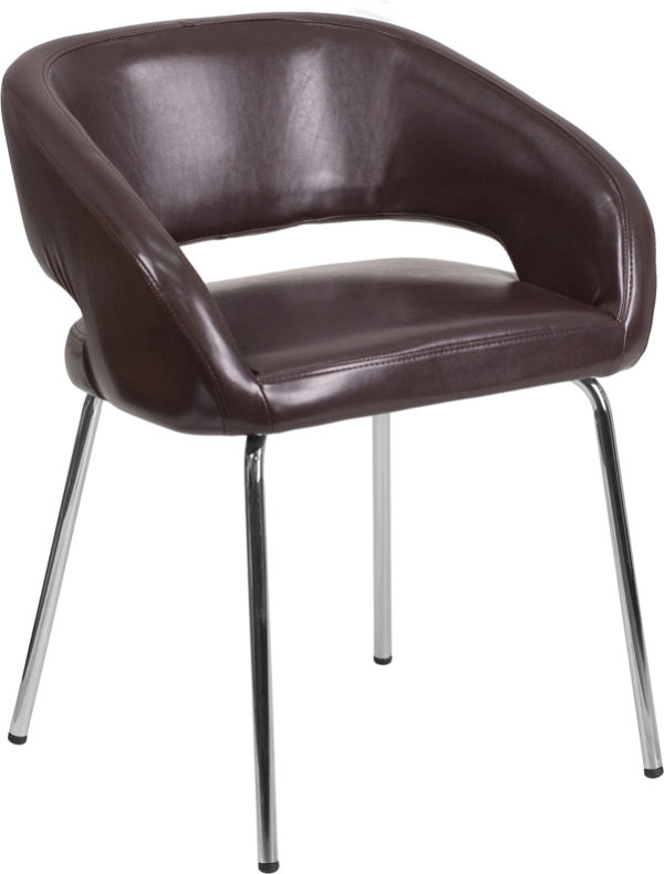 Wholesale Fusion Series Contemporary Brown Leather Side Reception Chair