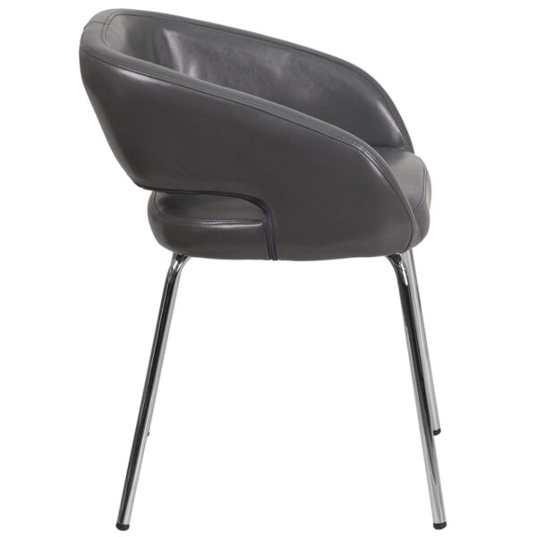 Lowest Price Fusion Series Contemporary Gray Leather Side Reception Chair