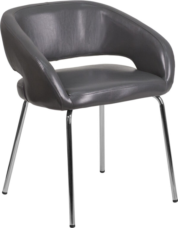 Wholesale Fusion Series Contemporary Gray Leather Side Reception Chair