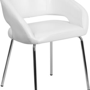 Wholesale Fusion Series Contemporary White Leather Side Reception Chair