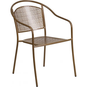 Wholesale Gold Indoor-Outdoor Steel Patio Arm Chair with Round Back