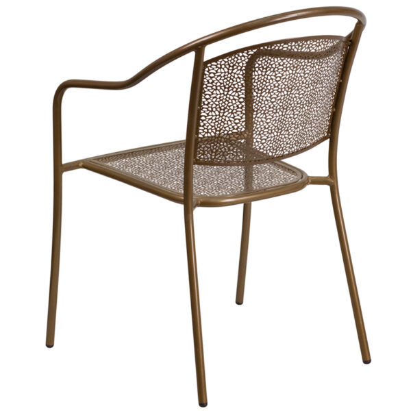 Stackable Patio Chair Gold Round Back Patio Chair