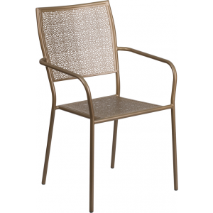 Wholesale Gold Indoor-Outdoor Steel Patio Arm Chair with Square Back