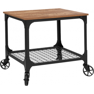 Wholesale Grant Park Rustic Wood Grain and Industrial Iron Kitchen Serving and Bar Cart