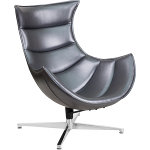 Wholesale Gray Leather Swivel Cocoon Chair