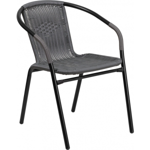 Wholesale Gray Rattan Indoor-Outdoor Restaurant Stack Chair