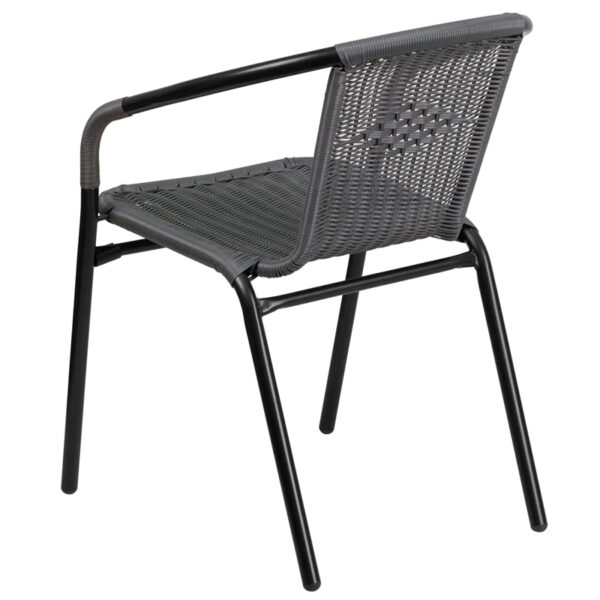 Stackable Cafe Chair Gray Rattan Stack Chair