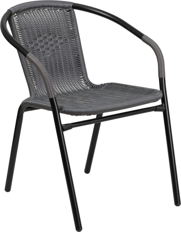 Wholesale Gray Rattan Indoor-Outdoor Restaurant Stack Chair