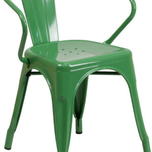 Wholesale Green Metal Indoor-Outdoor Chair with Arms