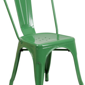 Wholesale Green Metal Indoor-Outdoor Stackable Chair