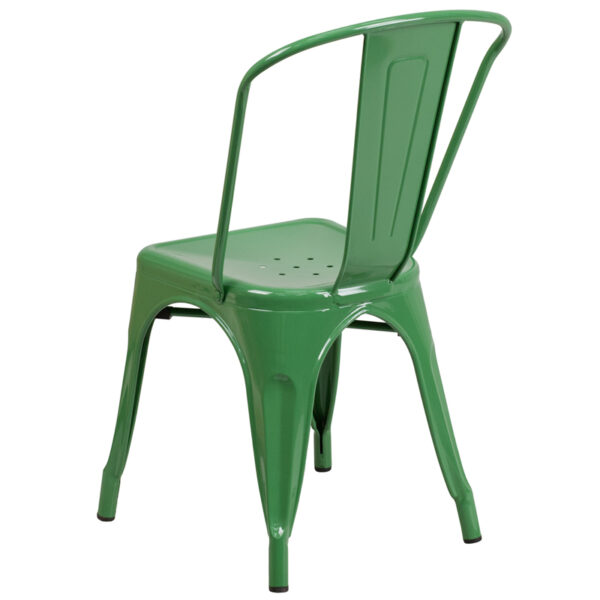 Stackable Bistro Style Chair Green Metal Chair