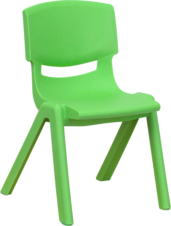 Green Plastic Stackable School Chair With 12'' Seat Height