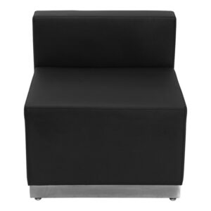 Wholesale HERCULES Alon Series Black Leather Chair with Brushed Stainless Steel Base