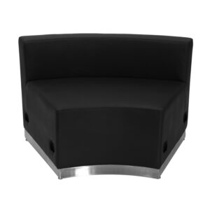 Wholesale HERCULES Alon Series Black Leather Concave Chair with Brushed Stainless Steel Base