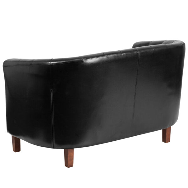 Lowest Price HERCULES Colindale Series Black Leather Tufted Loveseat
