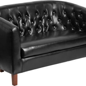Wholesale HERCULES Colindale Series Black Leather Tufted Loveseat