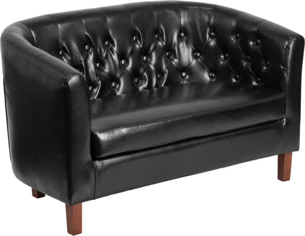 Wholesale HERCULES Colindale Series Black Leather Tufted Loveseat