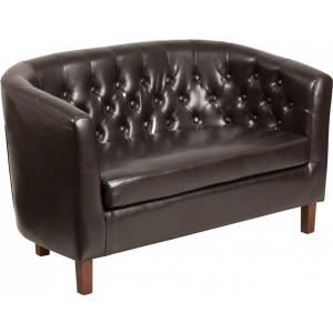 Wholesale HERCULES Colindale Series Brown Leather Tufted Loveseat