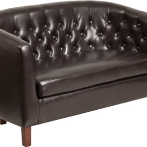 Wholesale HERCULES Colindale Series Brown Leather Tufted Loveseat